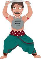 Cheerful Young Man Dancing Paika Dance Over White Background. vector