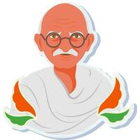 aislado mahatma Gandhi icono o pegatina en plano estilo. vector
