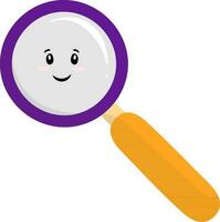 Smiley Face Search Icon In Purple And Yellow Color. vector