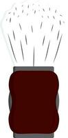 Brown And White Shaving Brush Icon In Flat Style. vector