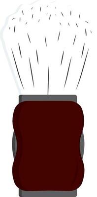 Brown And White Shaving Brush Icon In Flat Style.