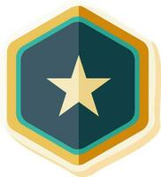 Star Inside Hexagon Badge Icon In Sticker Style. vector