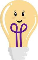 Cheerful Burning Bulb Flat Icon In Purple And Yellow Color. vector