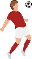 Faceless Young Man Playing Soccer Ball From Chest In Flat Style. vector