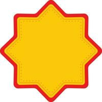Blank Star Label Or Frame Element In Chrome Yellow And Red Color. vector
