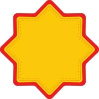 Blank Star Label Or Frame Element In Chrome Yellow And Red Color. vector