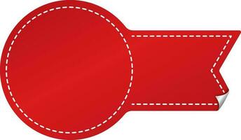 Empty Curl Paper Badge Or Label Element In Red Color. vector