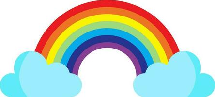 Rainbow With Clouds In Flat Style. vector