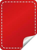 Empty Curl Paper Rectangle Label Element In Red And Silver Color. vector