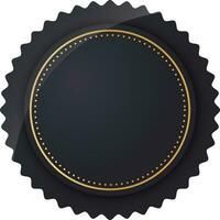 Empty Round Label Element In Black Color. vector