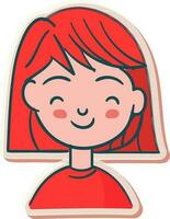 Isolated Young Girl Character Icon In Sticker Style. vector