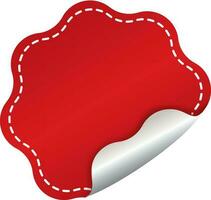 Blank Curl Paper Label Or Badge Element In Red And Silver Color. vector