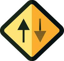 Black And Yellow Two Way Traffic Icon In Flat Style. vector