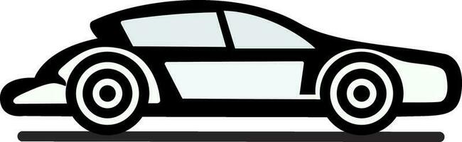 plano estilo coche icono en negro y blanco color. vector