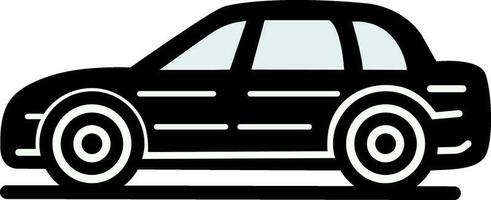 Side View of Car Icon In Black And White Color. vector