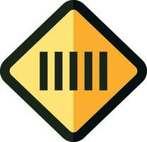 Zebra Crossing Sign Board Icon In Black And Yellow Color. vector