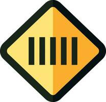 Zebra Crossing Sign Board Icon In Black And Yellow Color. vector