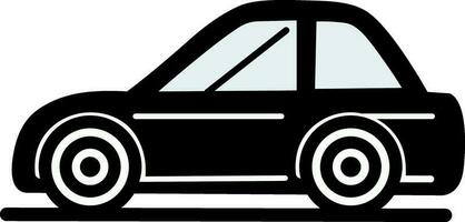 Black And White Car Icon In Flat Style. vector