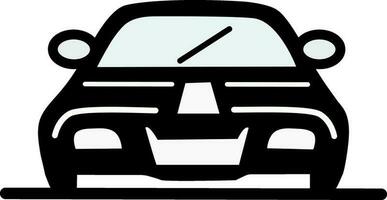 Front View of Car Icon In Black And White Color. vector