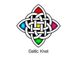 Celtic knot, interlocked circles logo, colorful vector tattoo ornament interlaced tape isolated on white background