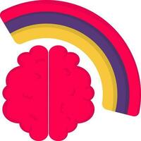 Rainbow With Brain Element In Flat Style. vector