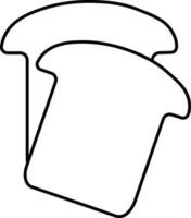 Black Linear Style Bread Slice Icon. vector