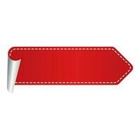 Red And Silver Blank Paper Curl Tag Element On White Background. vector