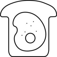 Egg Bread Or Toast Icon In Black Outline Style. vector