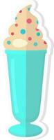 Sprinkle Whipped Ice Cream Glass Icon In Sticker Style. vector