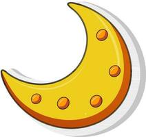 Isolated Orange Crescent Moon In Sticker Or Label Style. vector