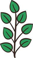 Flat Style Leaves Icon In Green Color. vector