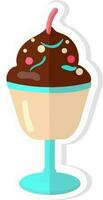 Ice Cream Sorbet Glass Icon In Sticker Style. vector