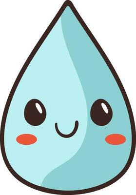 Isolated Cute Drop Character Icon In Flat Style.