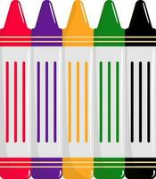 Crayons Colour Collection Icon In Flat Style. vector