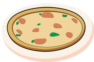 Isolated Pizza Element In Sticker Style. vector