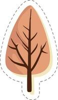 Peach And Brown Tree Or Leaf Element In Sticker Style. vector