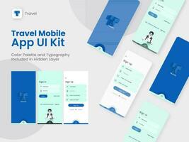 Set of UI, UX, GUI Screens Travel App Including Like As Sign In, Sign Up for Mobile Application or Responsive Website. vector