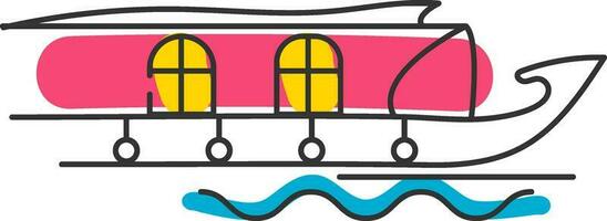 Red And Yellow Snake Boat Doodle Element. vector