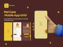 Pet Care App UI Kit Including Sign In, Sign Up Screens for Mobile Application or Responsive Website. vector