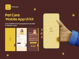 mascota cuidado aplicación ui equipo incluso firmar en, firmar arriba pantallas para móvil solicitud o sensible sitio web. vector