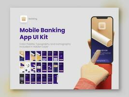 Mobile Banking App UI, UX and GUI Screens Including as Create Account, Login, Card, Transaction Service. vector