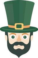 Character of Leprechaun Man Face Icon In Flat Style. vector