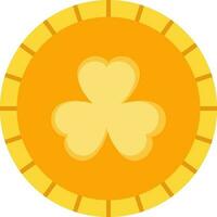 Illustration of Golden Clover Coin Icon In Flat Style. vector