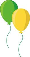 Green And Yellow Balloons Icon In Flat Style. vector