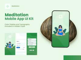 conjunto de ui, ux, gui pantallas meditación móvil aplicación incluso firmar en, crear cuenta y firmar arriba para sensible sitio web. vector