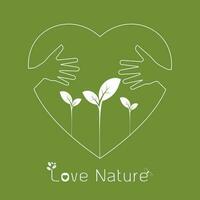 hand hug love natural concept.sign in the line art style.a beautiful environmentally friendly natural vector