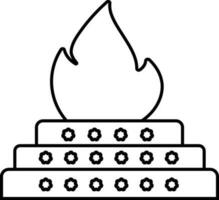 Isolated Fire Pit Yajna Icon In Line Art. vector