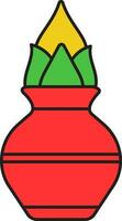 Flat Illustration Of Colorful Kalash Worship Pot Icon. vector