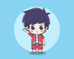 Anime boy with black hair and hoodie, cool anime character. Vector  illustration. 27612091 Vector Art at Vecteezy