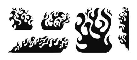 Hand drawn fire illustration on white background for element design. silhouette of flames in set. vector